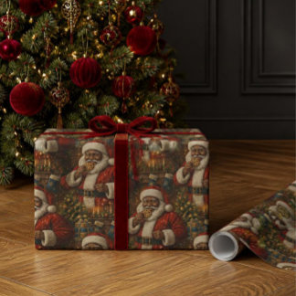 African American Santa Cookies Cosy Christmas Wrapping Paper