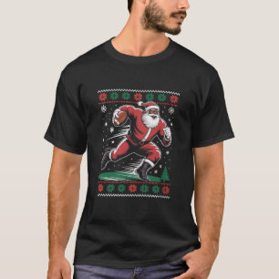 African American Santa Football Ugly Christmas T-Shirt
