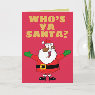 African American Santa Hugs Holiday Card