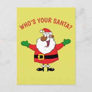 African American Santa Hugs Holiday Postcard
