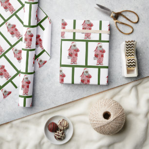 African American Santa in PJ's Christmas Gift Wrapping Paper