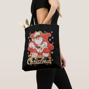 African American Santa Merry Christmas Xmas Tote Bag