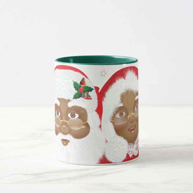 African American Santa & Mrs Claus Christmas Mug (Center)