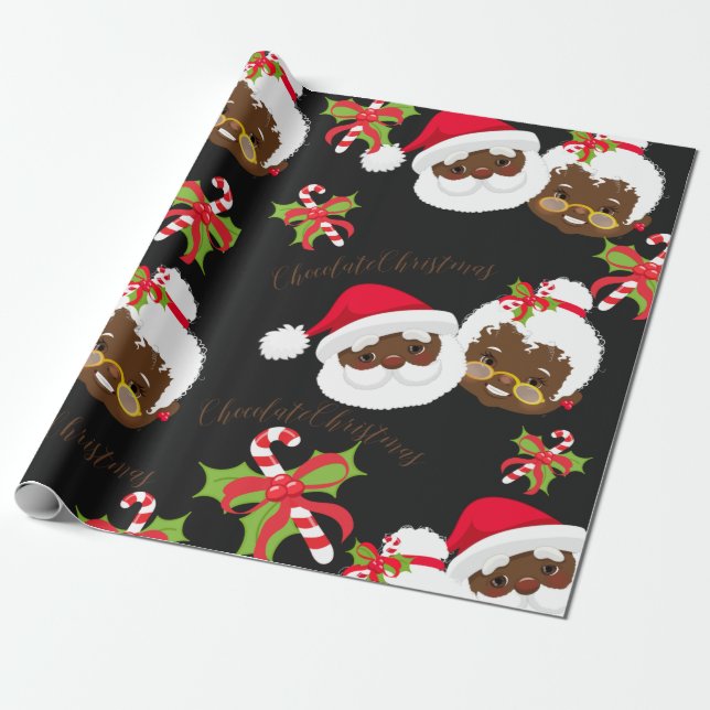African American Santa & Mrs Claus  Wrapping Paper (Unrolled)