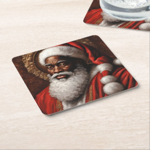 African American Santa Paper Coasters