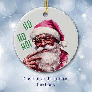 African American Santa Personal Kid's Christmas Ceramic Ornament