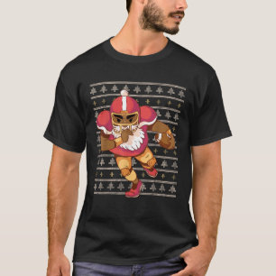 African American Santa playing football Black Chri T-Shirt