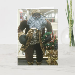 AFRICAN AMERICAN SANTA WISHES HOLIDAY CARD