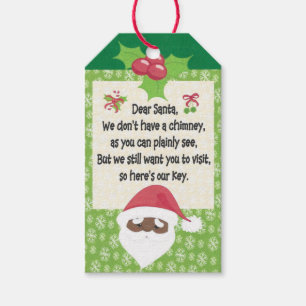 African American Santa's Kids Christmas Magic Key  Gift Tags