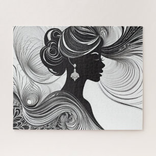 African American Silhouette Beauty Enchanted Jigsaw Puzzle