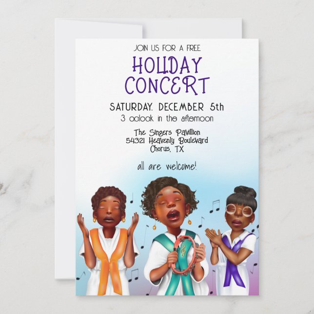 African American Singers Holiday Invitation (Front)