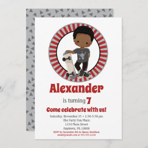 African American Skateboard Boy Birthday Invitation