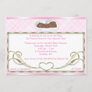 African American Sleeping Angel Shower Invitations