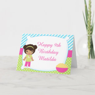 African American Sleepover Slumber Party Birthday Card