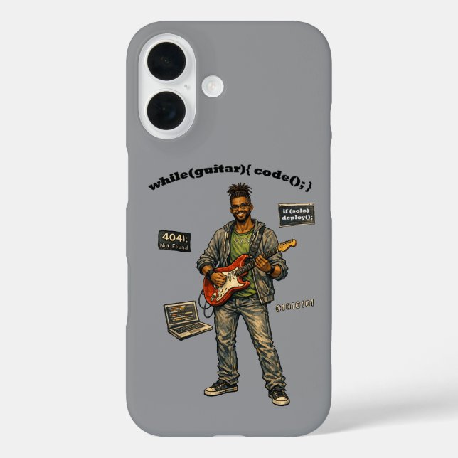 African American Software Engineer Guitar Player Case-Mate iPhone Case (Back)