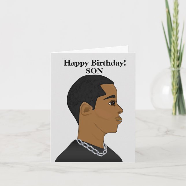 African American Son Birthday Card (Front)