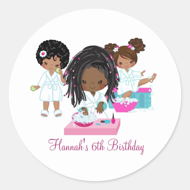 African American Spa Party Envelope Seal Sticker (Front)