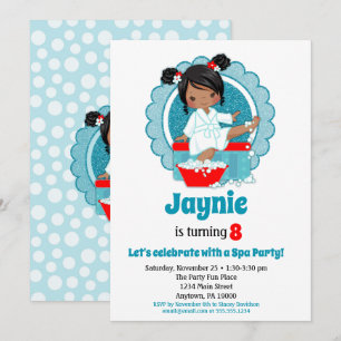 African American Spa Party Girls Birthday Invitation