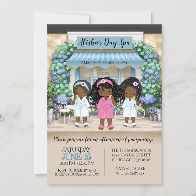 African American Spa Party Invitation (Front)