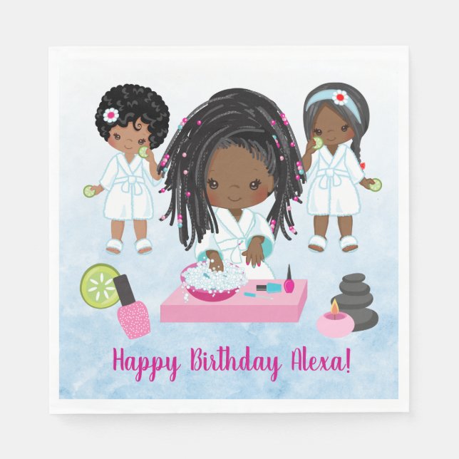 African American Spa Party Napkins (Front)