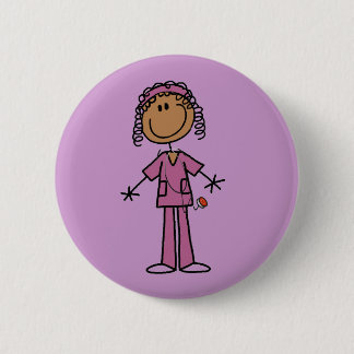 African American Stick Figure Nurse 6 Cm Round Badge