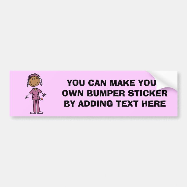 African American Stick Figure Nurse Bumper Sticker (Front)