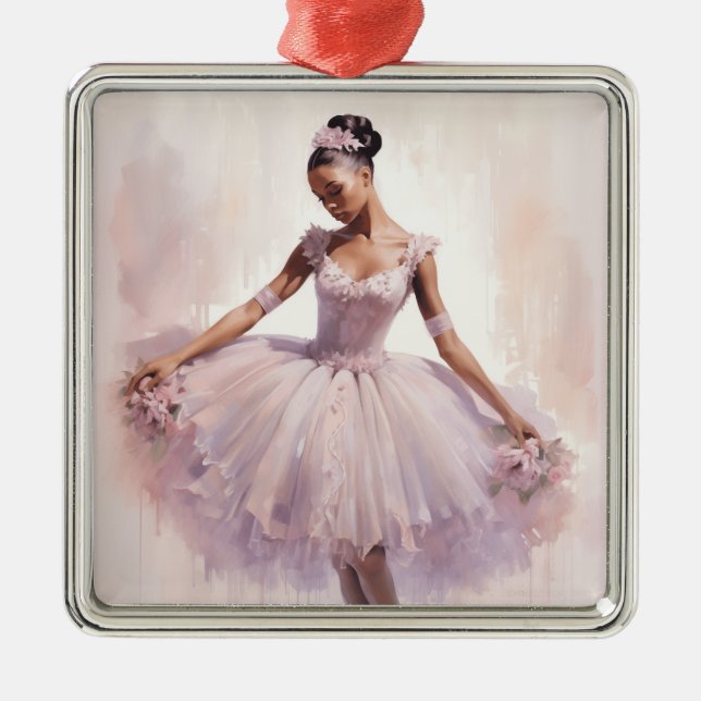 African American SugarPlum Fairy Purple Tutu Metal Ornament (Front)