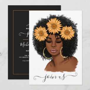 African American Sunflower Girl Bachelorette Party Invitation
