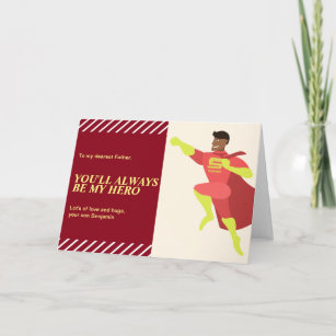 African American Super Hero Dad Happy Father's Day Card