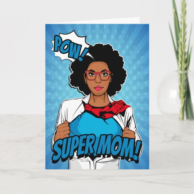 African American Super Mum for Happy Mother’s Day Card (Front)
