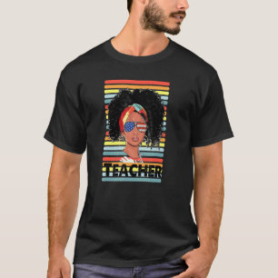African American Teacher With American Flag Glasse T-Shirt