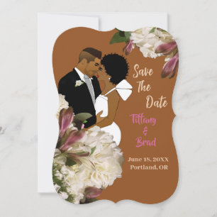 African American Terracotta Wedding Save-the-date