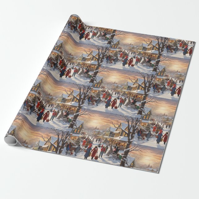 African American themed Christmas Wrapping Paper (Unrolled)