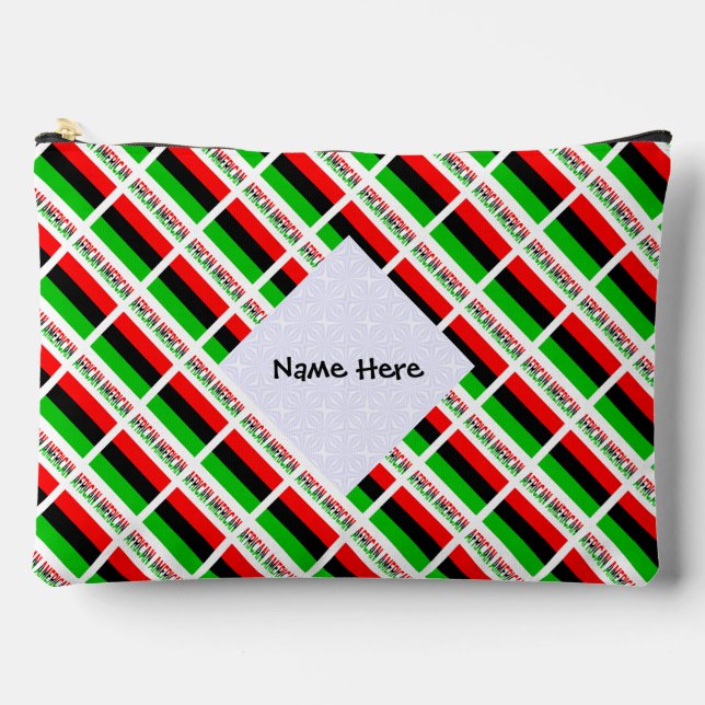 African American Tiled Personalised Ancestry Accessory Pouch (Front)
