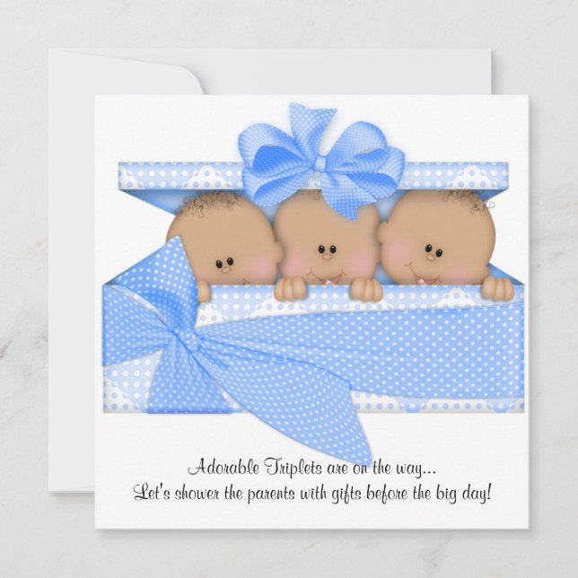 African American Triplet Baby Shower Invitation (Front)