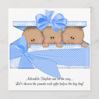 African American Triplet Baby Shower Invitation