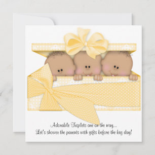 African American Triplet Baby Shower Invitation