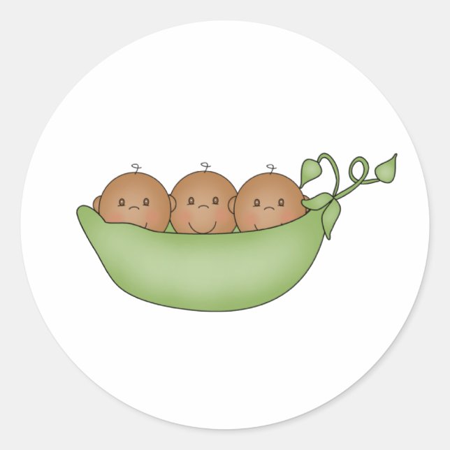 African American Triplets in Pea Pod Classic Round Sticker (Front)