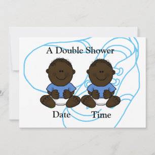 African-American Twin Baby Boys Shower Invitation