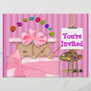AFRICAN AMERICAN TWIN BABY GIRL SHOWER INVITATION