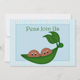 African American Twin Boys Baby Shower Invitation