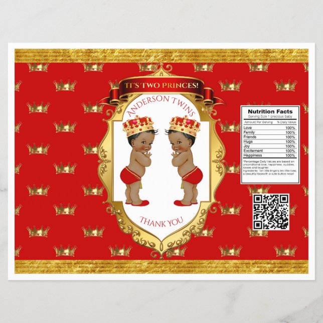 African American Twin Boys Red Gold Chip Bag Flyer (Front)