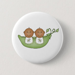 African American Twins in Pea Pod 6 Cm Round Badge