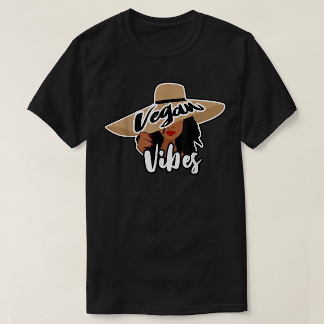 African American Vegan Vibes Plant-Based Black Veg T-Shirt (Design Front)