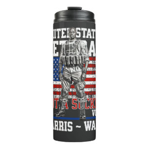 African American Veteran Harris Walz Election 2024 Thermal Tumbler