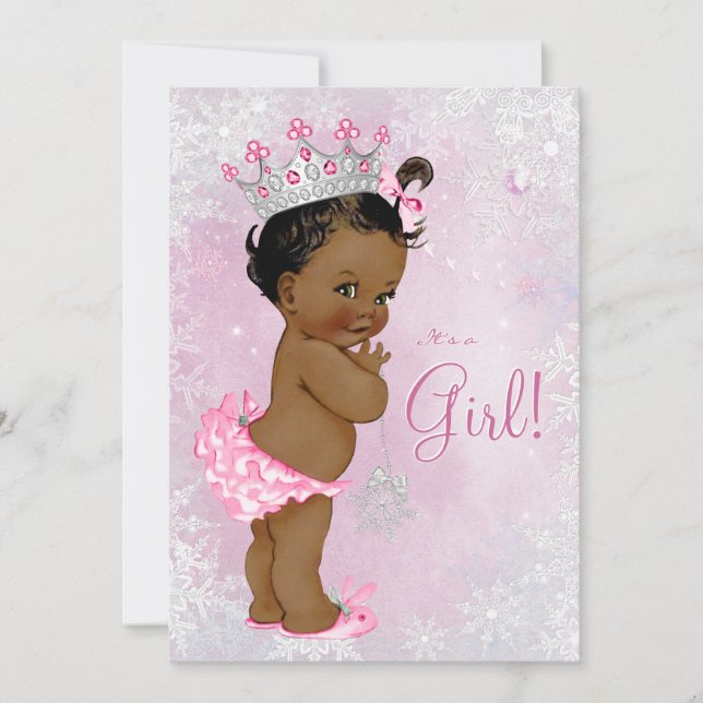 African American Winter Wonderland Baby Shower Invitation (Front)