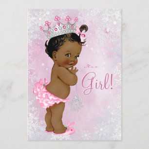 African American Winter Wonderland Baby Shower Invitation