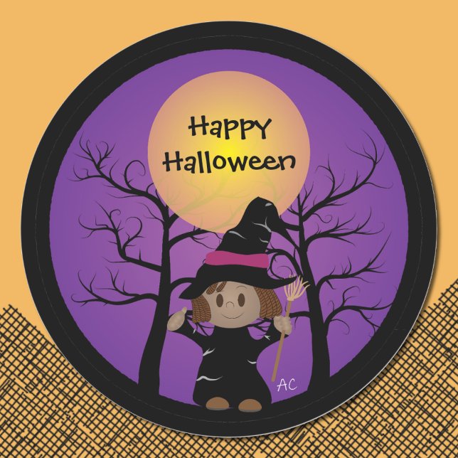 African American Witch Happy Halloween Stickers (Creator Uploaded)