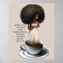 African American Woman Afro Bible Quote Psalm 23:5