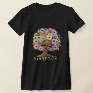 African American Woman and Flowers T-Shirt
